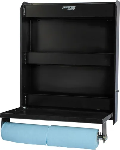 Vista 5 de Extreme Max 5001.6337 Gabinete de almacenamiento de aluminio para estación de trabajo con bandeja de trabajo abatible y organizador de toallas