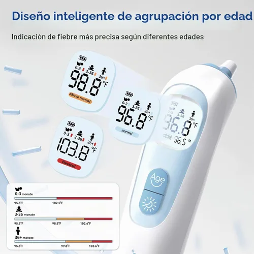 Vista 2 de Berrcom Termómetro digital de oído con punta térmica para todas las edades Azul
