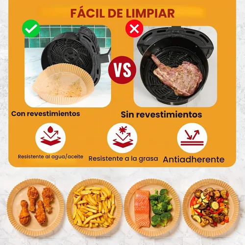 Vista 5 de Revestimientos redondos para freidora de aire para Ninja, 400 piezas de 8 8" redondo
