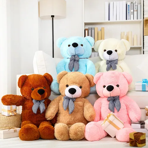 Vista 3 de Soulchen Oso gigante de 47 pulgadas, suave, grande, de peluche, de gran tamaño, con lazo, regalo de cumpleaños, baby shower, recuerdos de fiesta