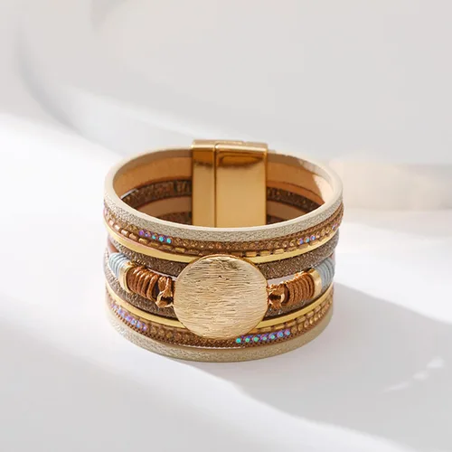 Vista 2 de Long tiantian Pulseras de cuero para mujer, pulseras de moda para mujer, pulseras apilables de múltiples capas, joyería bohemia para mujer, regalos