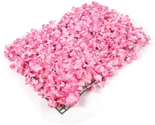 Vista 3 de Panel de pared de flores artificiales de 15.7 x 23.6 in, decoración de pared de 24 x 16 pulgadas, 10 paneles de fondo de pared rosa, decoración