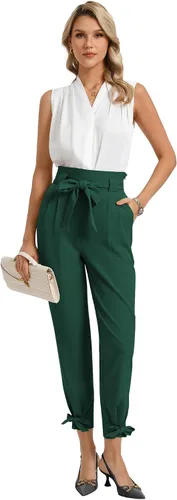 Vista 4 de GRACE KARIN - Pantalón deportivo tipo lápiz para mujer, diseño informal de tiro alto para el trabajo, con lazo y bolsillos