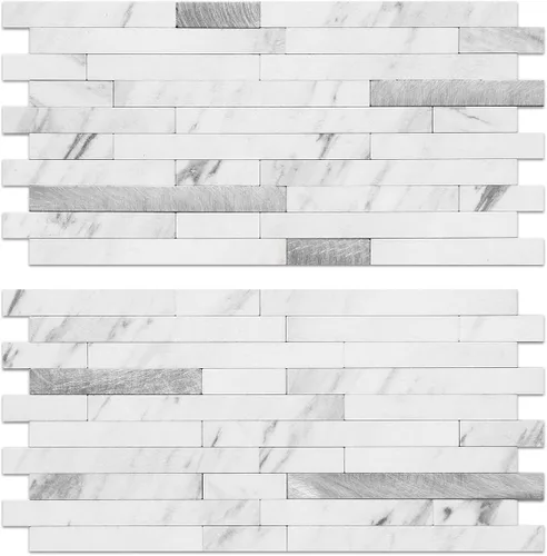 Vista 18 de AULIGET - 20 láminas de azulejos de pared de PVC autoadhesivos con aspecto de madera desgastada, para salpicadero de cocina Madera vintage + metal