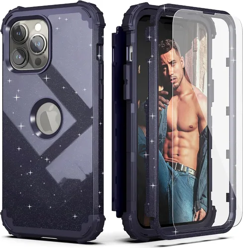 Vista 16 de IDweel Funda para iPhone 14 Pro Max, para iPhone 14 Pro Max con protector de pantalla para mujer, 3 en 1, a prueba de golpes, ajuste delgado, Reloj