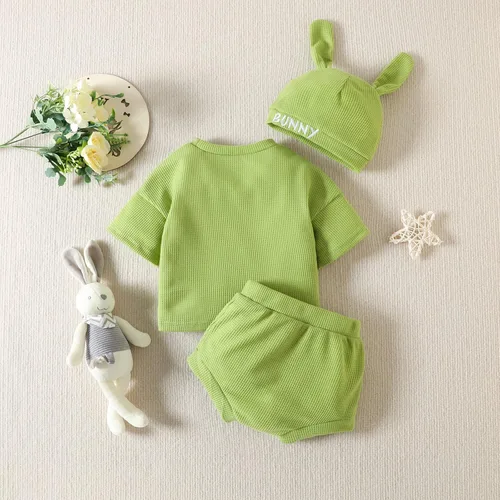 Vista 2 de Wrrkayly Traje de manga corta para bebé, niño y niña, San PatricioPascua, traje de conejito de manga corta, camiseta de pantalones cortos, ropa de 3