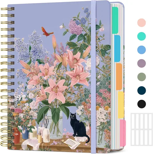 Vista 25 de Taja Cuadernos de espiral para trabajo de 5 materias con divisores K - Vórtice rosa