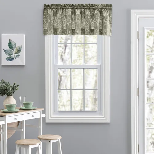 Vista 11 de Ellis Curtain Lexington Leaf Tailored Swags, Azul 56"x36
