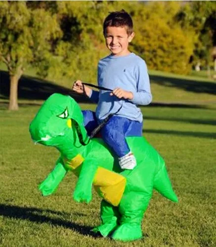 Vista 6 de Dreamhigh DH traje de dinosaurio disfraz de equitación feliz hinchable para niños