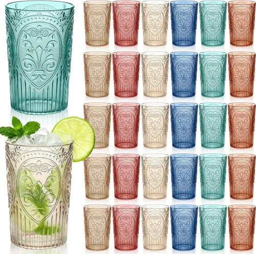 Vista 15 de 24 vasos de plástico vintage para agua potable de 16 onzas, a Verde