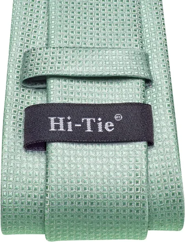 Vista 153 de Hi-Tie Corbata clásica de cachemira para hombre con pañuelo y gemelos a cuadros
