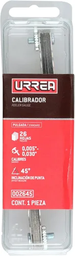 Vista 2 de URREA Juego de calibradores de 26 cuchillas - 0.005-0.030 Herramienta de medición de 45 grados con diseño compacto y construcción de acero