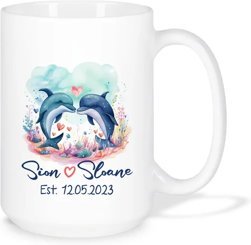 Vista 14 de Taza de café personalizada con diseño de zorro de 11 onzas, 15 onzas, divertida taza de viaje para pareja de zorros, taza de té con nombre y fecha