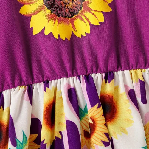 Vista 5 de Vestido de verano con estampado de leopardo y botones de encaje y manga corta para niñas pequeñas