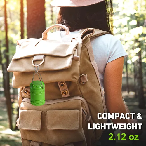 Vista 8 de Paquete de 2 mini linternas LED verdes para acampar