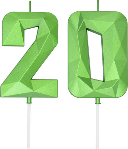 Vista 299 de DERVENTA Vela Grande de Cumpleaños Número 3D Verde Luminoso de 3.7 Pulgadas Celebración de Fiesta Aniversario Decoración Adorno para Pastel 1 Pieza