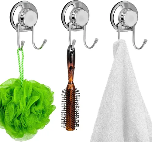 Vista 9 de SANNO Estante de pared de baño con ventosa, cesta de baño profunda, ganchos de succión dobles