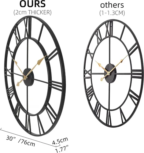 Vista 3 de INFINITY TIME Relojes de pared de gran tamaño de 30 pulgadas para Dorado
