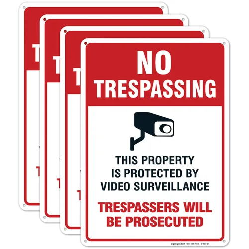 Vista 12 de Señal de videovigilancia No Trespassing, cámara de seguridad CCTV, 24 x 30 pulgadas, 3M EGP reflectante aluminio .080, resistente a la decoloración