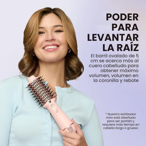 Vista 4 de Wavytalk Cepillo secador de pelo de doble voltaje para Europa y viajes internacionales, mini cepillo jet de 110 V-240 V, cepillo secador de pelo