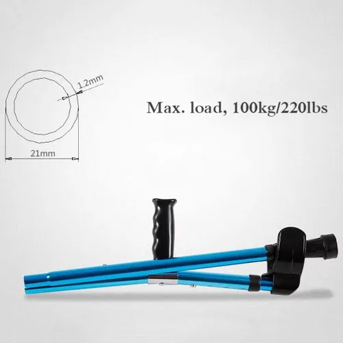 Vista 7 de Par de elegantes muletas para adultos en azul, bastones plegables para antebrazo para viajes o trabajo, muletas de aluminio ligeras para adultos