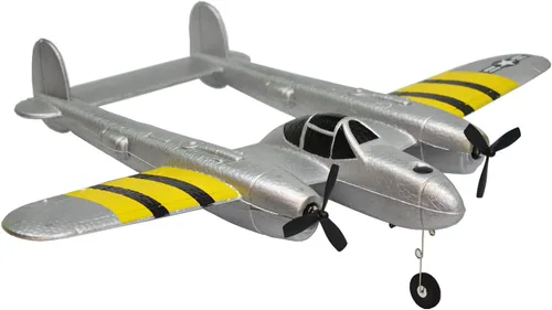 Vista 3 de Avión de control remoto RC Avión RTF 2.4GHz 2CH Radio Control P38 Iluminación Aviones para Principiante