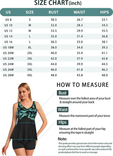 Vista 7 de Septangle Women's Two Piece Swimsuit V Neck Tankini Bathing Suit for Big Bust Plus Size Swimwear with Boy Short