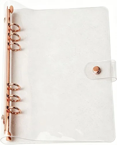 Vista 12 de Personal - Funda de PVC transparente A5, funda de PVC suave y transparente para cuaderno, 6 anillos, protector de 6 anillos con cierre de botón a