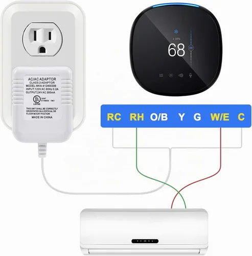 Vista 3 de Hotop Adaptador de cable C de 24 voltios para termostato inteligente, conector de alimentación de 16.5 pies de largo con certificación UL cable C