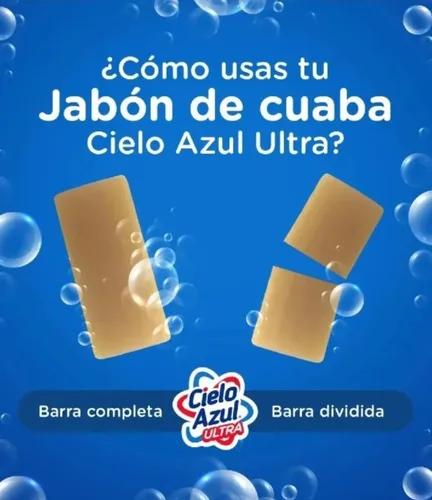Vista 3 de Cielo Azul Jabon Cuaba Lava Ropa - 2 Pack De 5 Barras Cada