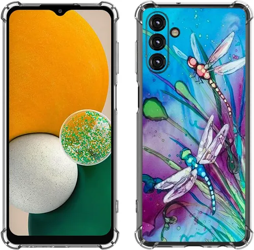 Vista 29 de Samsung Galaxy A14 5G - Funda para teléfono celular, diseño de flores de mariposa azul, a prueba de golpes, TPU con bordes elevados, compatible