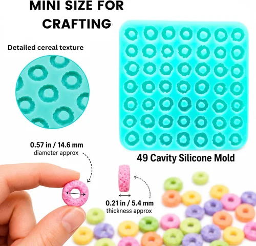 Vista 4 de Fruit Rings - Molde de bucle de cereales para 49 cavidades, para cera derretida, jabón, resina, arcilla de silicona flexible (Natucraft)