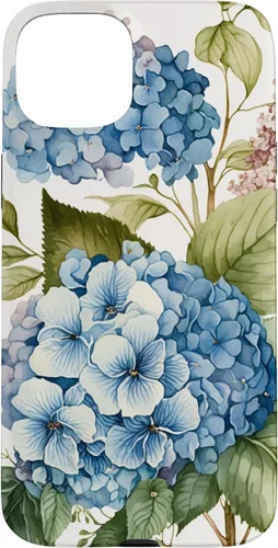 Vista 9 de Watercolour Vintage Blue Hydrangea with Flower Flower Case for iPhone 17