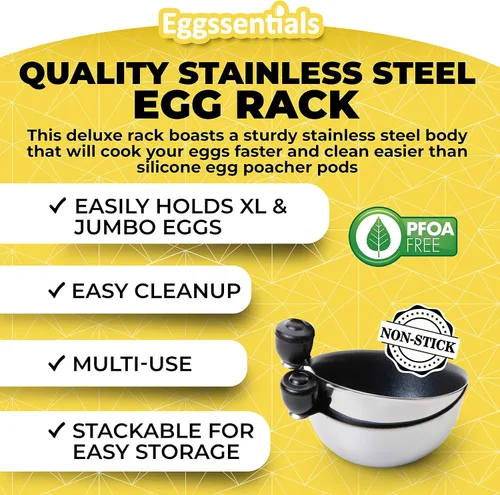 Vista 5 de Eggssentials Inserto para cazador furtivo de huevos de acero inoxidable para cocinar huevos escalfados, taza para escalfar huevos sin PFOA