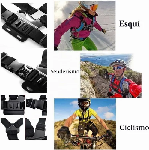 Vista 4 de ACUVAR - Arnés de correa de montaje en el pecho compatible con GoPro Hero 12, 11, 10, 9, 8, 7, 6, 5, 4, Session, 3+, 3, 2, 1, Max, Hero (2018)