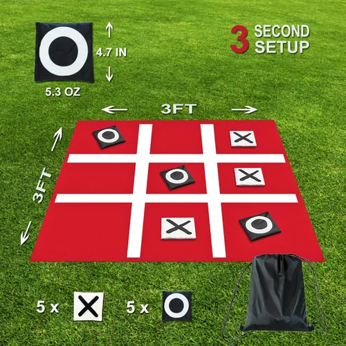 Vista 2 de PJDRLLC Tic Tac Toe - Juego de puf gigante para acampar al aire libre, patio trasero, césped para niños y adultos, juegos familiares grandes