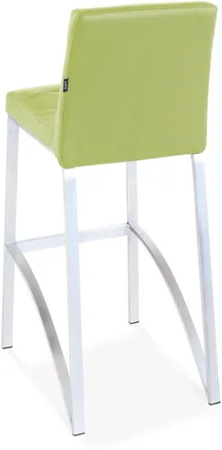 Vista 6 de ZURI Modern Lynx - Taburete de bar suave de cuero sintético verde lima, acero inoxidable cepillado