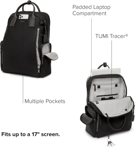 Vista 3 de TUMI Voyageur Atlanta Backpack - Mochila de viaje y trabajo para hombre y mujer, NegroPlomizo, Mochila Voyageur Atlanta