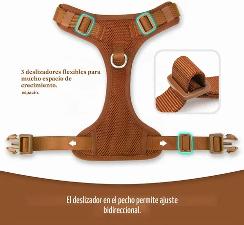 Vista 5 de Arnés sin tirones para perros pequeños, medianos y grandes - Chaleco de malla ajustable de 2 capas con doble clip, a prueba de escape, liberación
