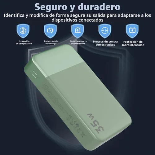 Vista 6 de NOBIS Cargador portátil 35W 20000mAh Power Bank Carga rápida Verde