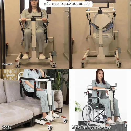 Vista 5 de Silla de transferencia elevadora para pacientes, ayuda de elevación portátil para ancianos/discapacitados, silla de transporte de cómoda de cabecera