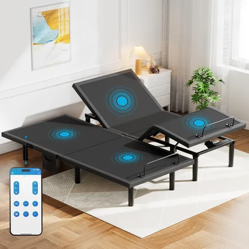 Vista 13 de Pipishell - Somier ajustable individual XL con masaje, base de cama eléctrica con inclinación de la cabecera y las patas, puertos USB-A y USB-C