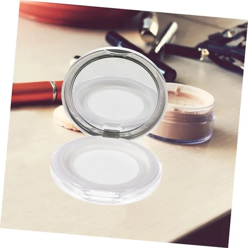 Vista 6 de CALLARON Caja de polvo con espejo, esponjas de maquillaje para base, maquillaje de soplo, rubor, maquillaje, contenedor de polvo recargable, esponja
