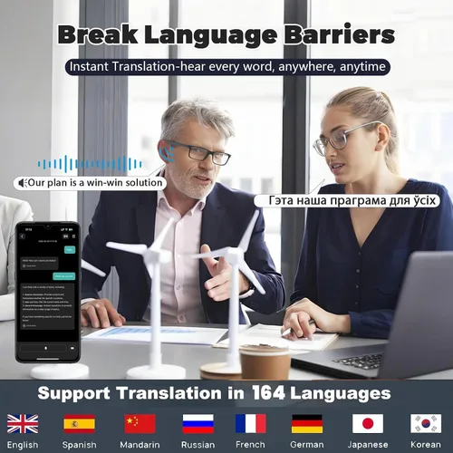 Vista 2 de Gafas de Traducción con IA, Gafas Inteligentes para Mujeres y Hombres, Bluetooth con Chat GPT, 164 Idiomas, Lente Resistente a Luz Azul y UV