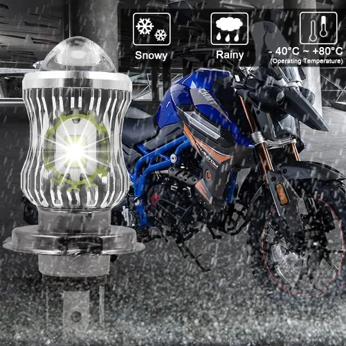 Vista 6 de YSY 1 unidad 10000 lm H4 LED Moto HB2 9003 HS1 Bombillas LED para faros de motocicleta con lente CSP, luz blanca y amarilla, lámpara Hi Lo, Gris