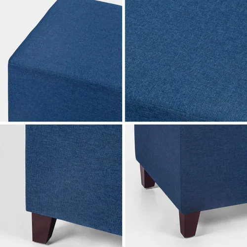 Vista 5 de Adeco Simple British Style Cube Reposapiés otomano banco reposapiés, 16x16x16, azul