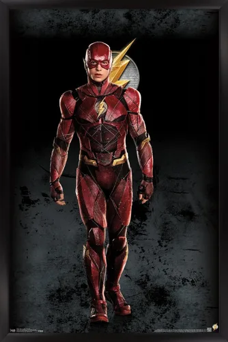 Vista 8 de Trends International Película de DC Comics - Liga de la Justicia - Póster de pared The Flash, 14.725 x 22.375 pulgadas, versión enmarcada de madera