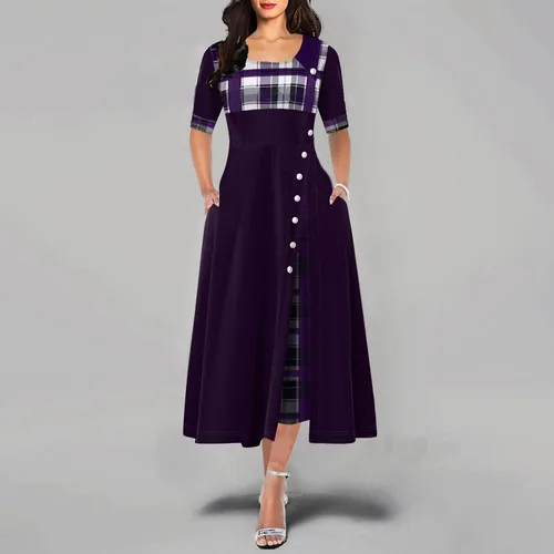 Vista 3 de FQZWONG Vestidos de verano para mujer 2023, casuales, holgados, acampanados, para salir, fiesta, club, talla grande, elegantes vestidos vintage