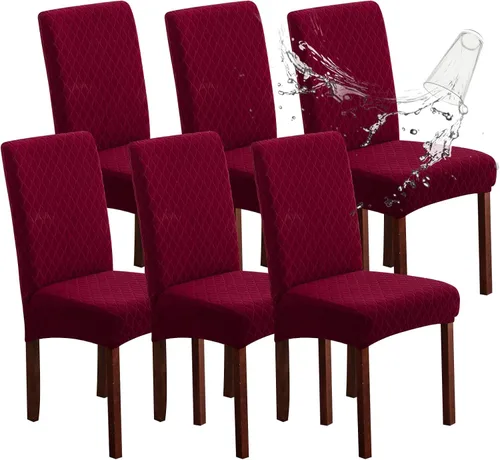 Vista 29 de Genina Juego de 4 fundas 100 % impermeables para sillas de comedor grandes, fundas protectoras elásticas para sillas Parson para el hogar