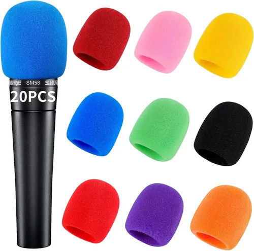 Vista 3 de 20 fundas de micrófono coloridas fundas de espuma para parabrisas de micrófono, filtro de espuma micro reutilizable para la mayoría de micrófonos